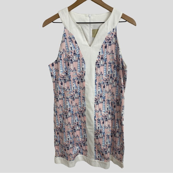 Lauren James Pink Blue Preppy Lighthouse Shift Dress - Picture 1 of 6